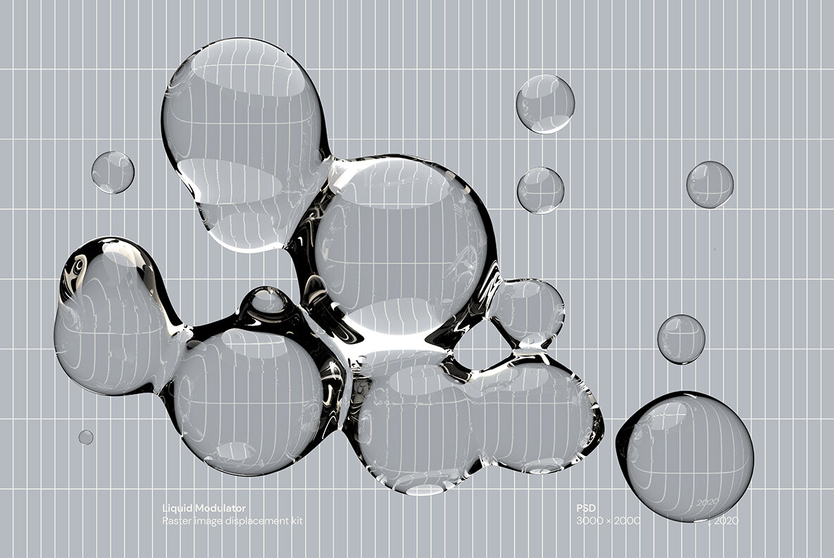 60款日系透明水滴极简液体气泡水珠空气感海报创意PNG合成素材（4446）图层云10