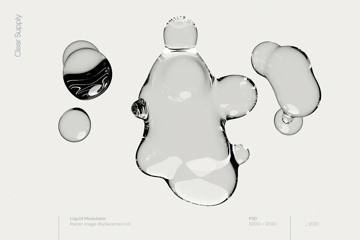 60款日系透明水滴极简液体气泡水珠空气感海报创意PNG合成素材（4446）图层云7