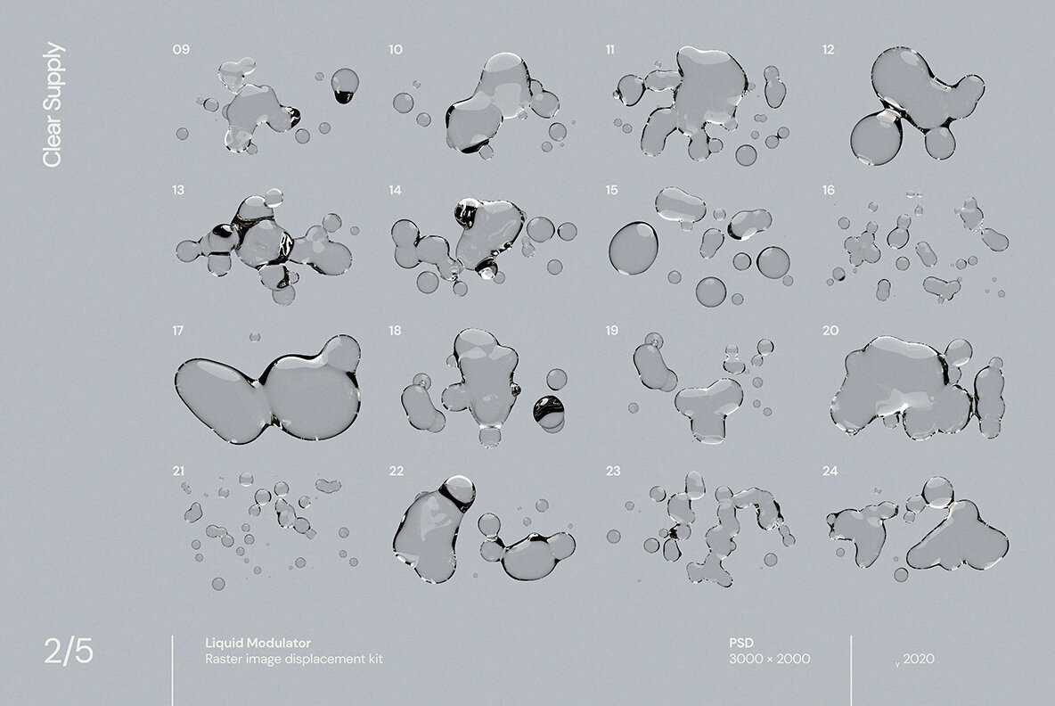 60款日系透明水滴极简液体气泡水珠空气感海报创意PNG合成素材（4446）图层云5