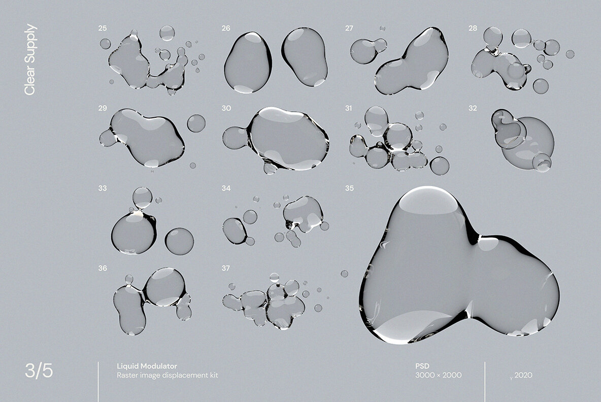 60款日系透明水滴极简液体气泡水珠空气感海报创意PNG合成素材（4446）图层云4