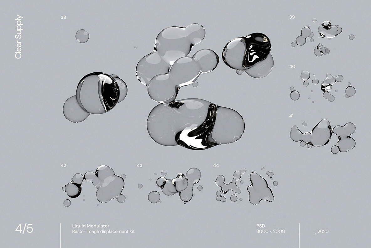 60款日系透明水滴极简液体气泡水珠空气感海报创意PNG合成素材（4446）图层云3