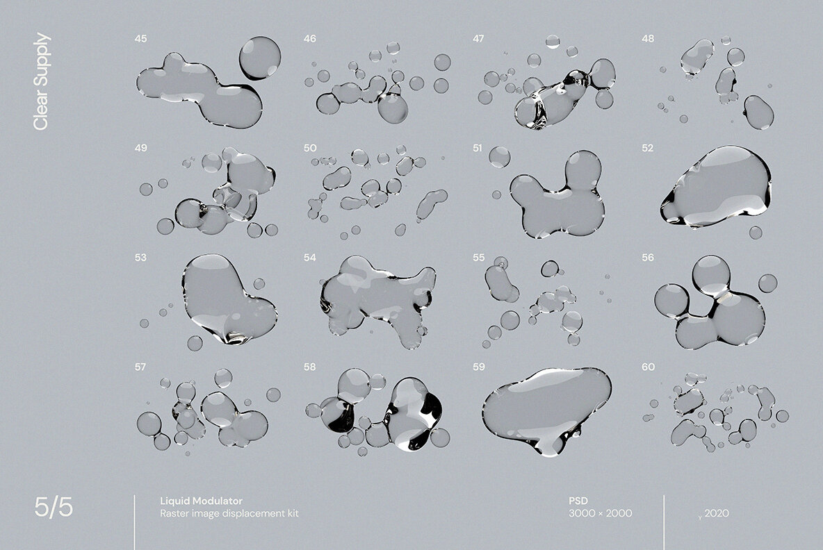60款日系透明水滴极简液体气泡水珠空气感海报创意PNG合成素材（4446）图层云2