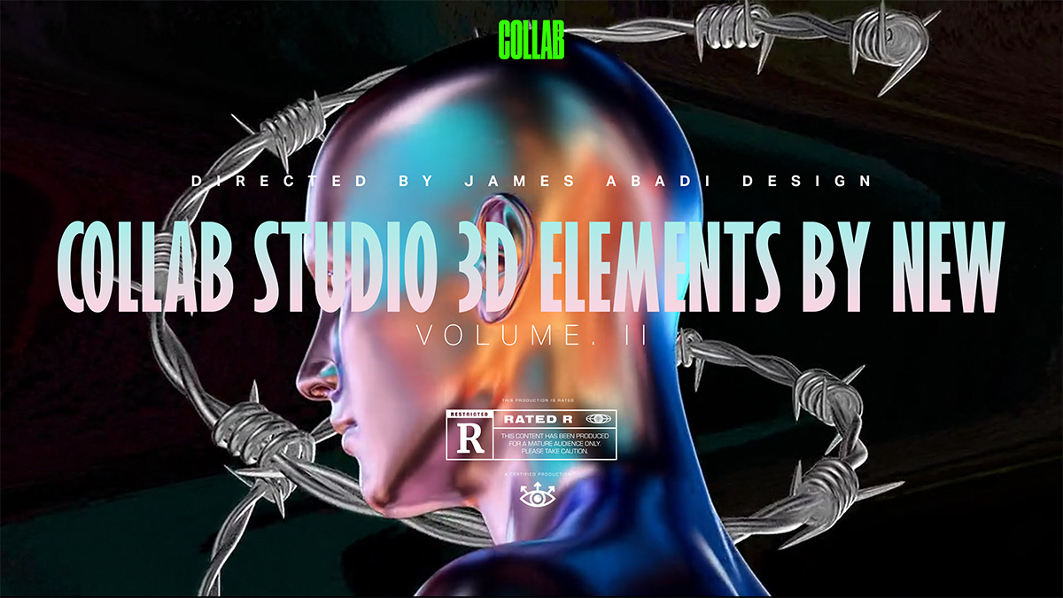 COLLAB STUDIO 新潮全息酸性艺术感抽象3D金属渐变物料元素视频素材 3D ELEMENTS（4409）图层云