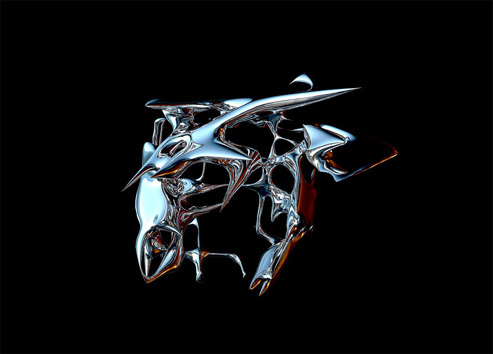新潮酸性抽象金属3D有机铬形状素材（4504）图层云9