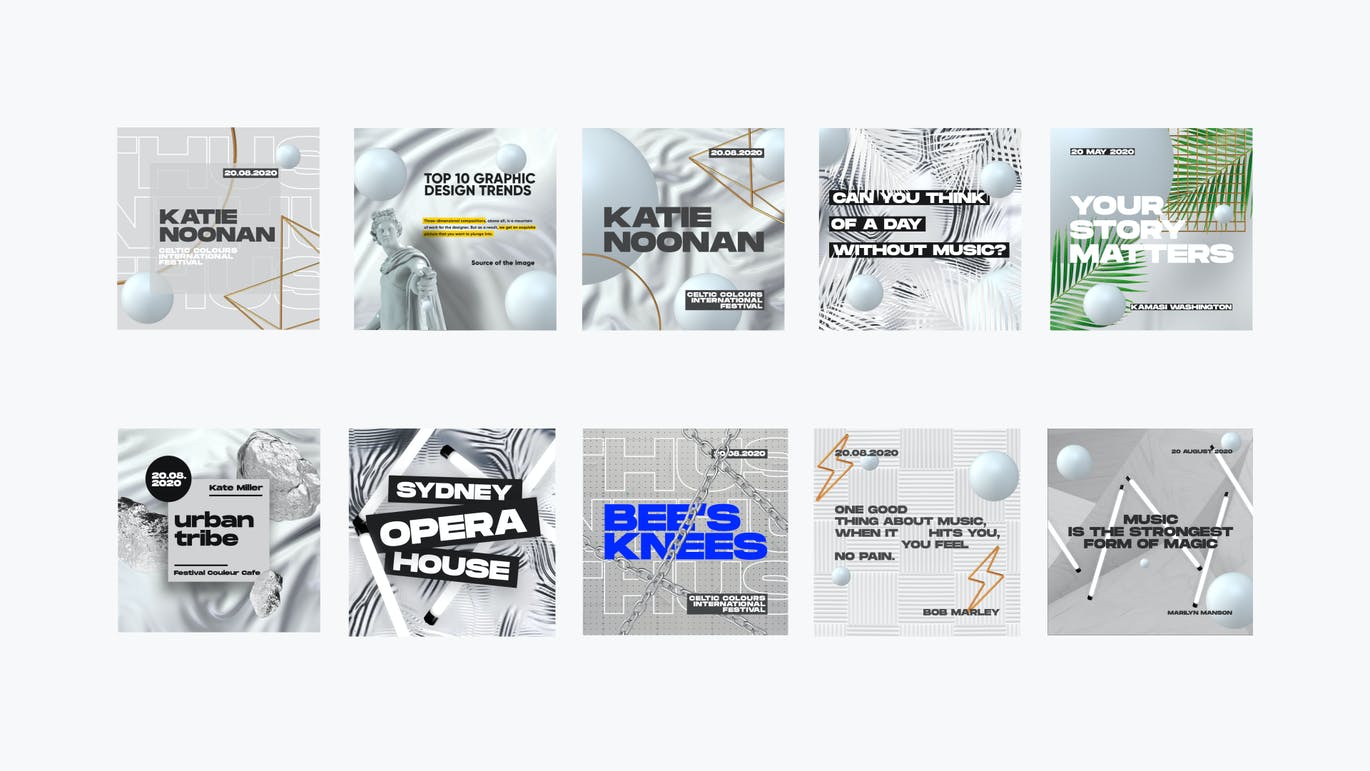 MotionMediaGroup White Instagram Pack（4702）图层云