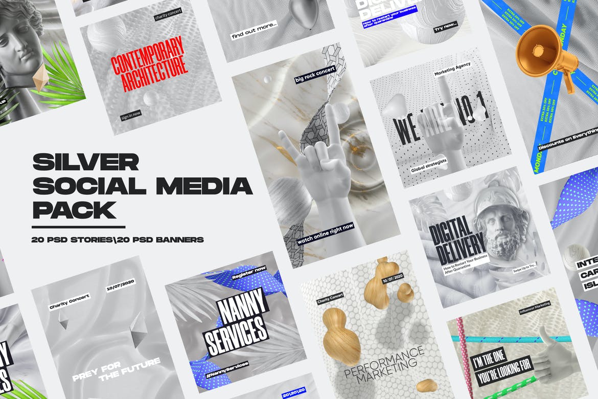 xmpeMotionMediaGroup Silver Social Media Pack（4705）图层云