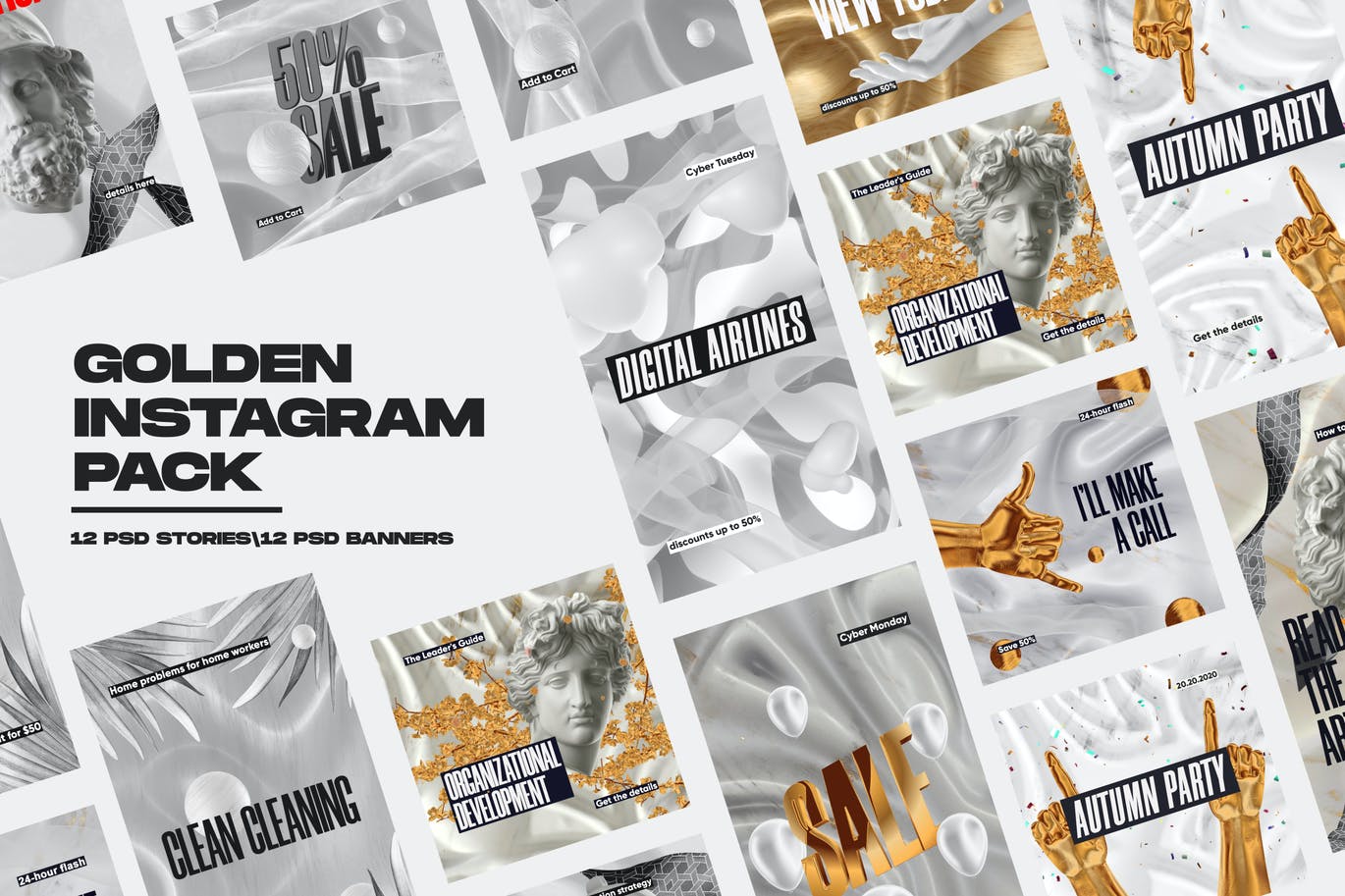 MotionMediaGroup Golden Instagram Pack（4711）图层云