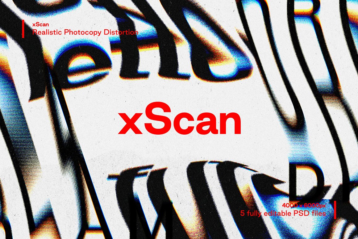 XScan 5个不同逼真可定制影印失真效果（4743）图层云