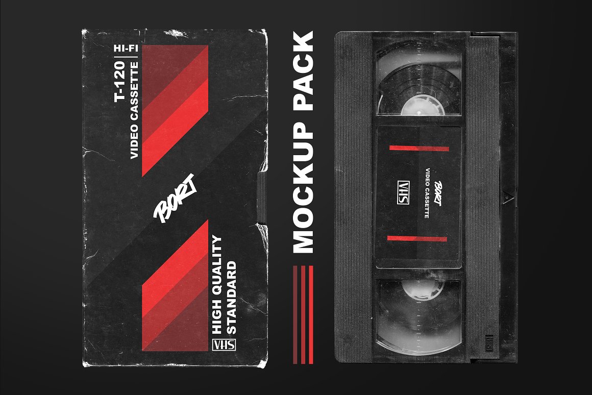 复古做旧VHS录像带样机包（4746）图层云