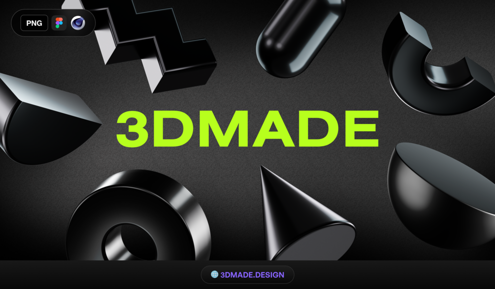 3DMADE 超酷高分辨率酸性金属色3D几何形状PNG+模型文件（4875）图层云