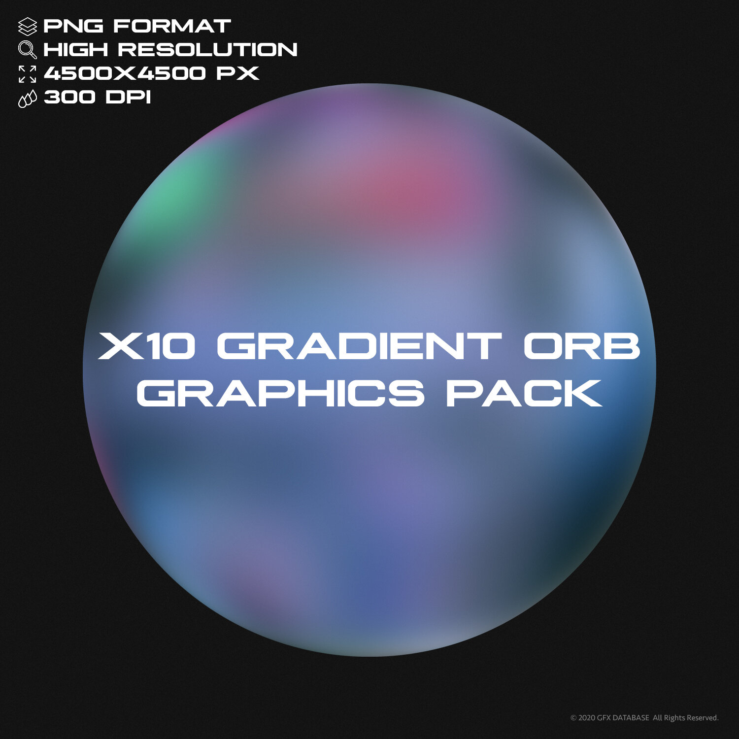 GFXDATABASE 高分辨率独特混合圆形渐变球形叠加 X10 Gradient Orb Graphics（5054）
