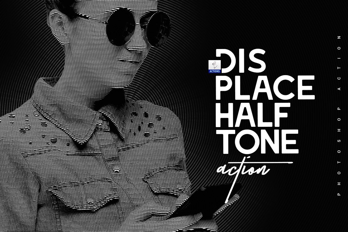 黑白半色调PS动作 Displace Halftone（5097）图层云