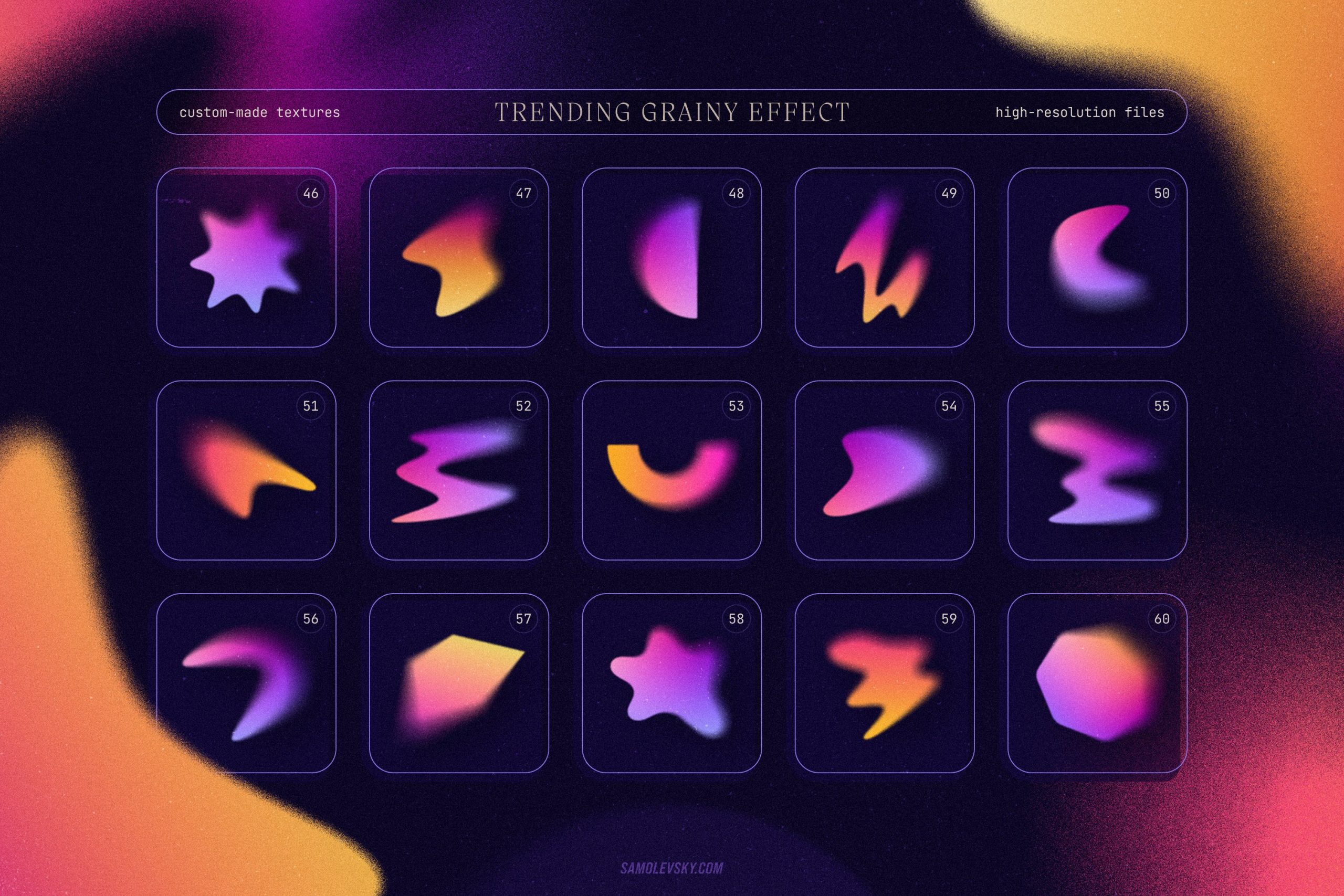 Samolevsky 抽象霓虹颗粒感运动模糊渐变形状效果集合 Blurry gradient shapes collection（5101）图层云