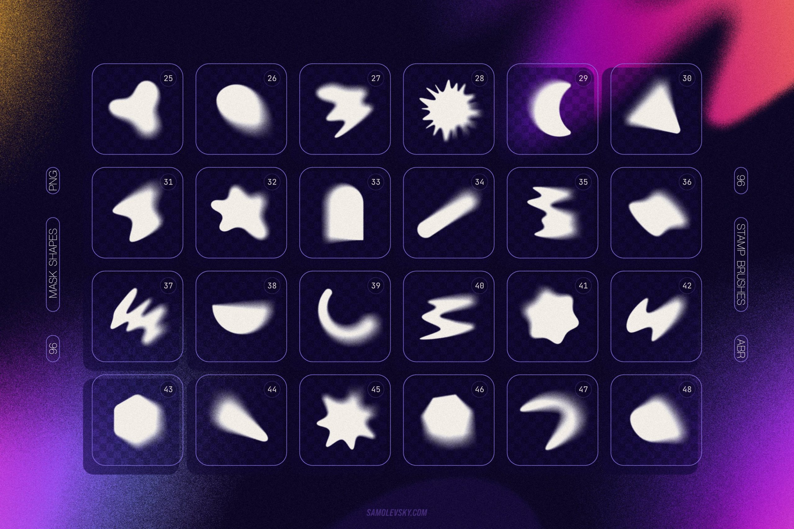 Samolevsky 抽象霓虹颗粒感运动模糊渐变形状效果集合 Blurry gradient shapes collection（5101）图层云