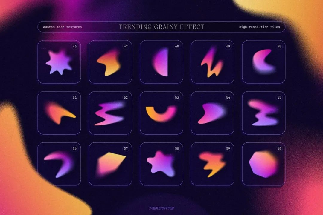 Samolevsky 抽象霓虹颗粒感运动模糊渐变形状效果集合 Blurry gradient shapes（5101）图层云