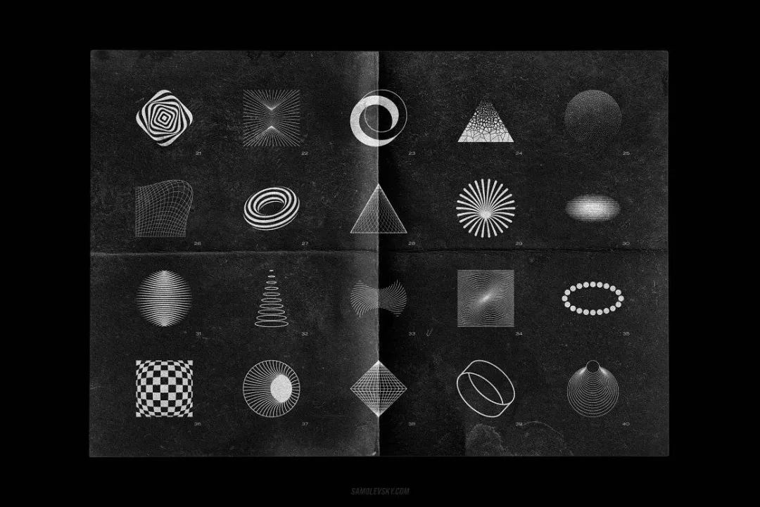 Samolevsky 200个视觉美学抽象几何动态形状背景素材集（2041）图层云