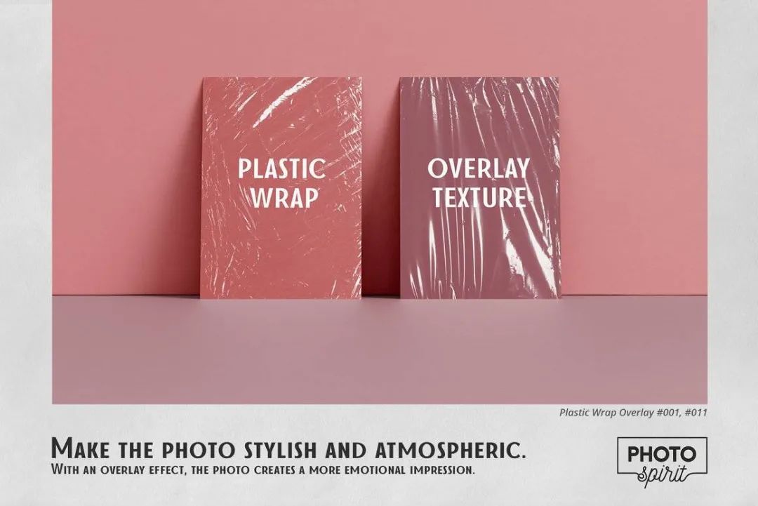 PhotoSpirit 50个新潮透明塑料包装效果叠加 Plastic Wrap Effect Overlays（5122）图层云