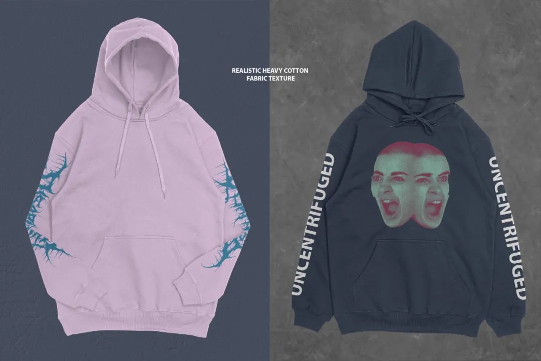 高分辨率逼真新潮嘻哈重棉套头衫连帽衫PSD模型 Heavy Cotton Pullover Hoodie Mockup（5117）图层云