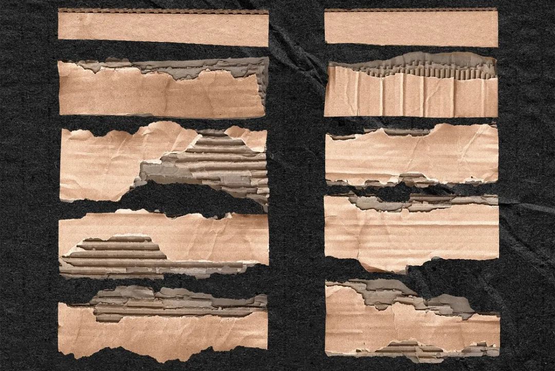 BORT GRAPHIC ASSETS 高质量手工制作逼真做旧划痕撕裂纸板拼贴纹理（5076）图层云