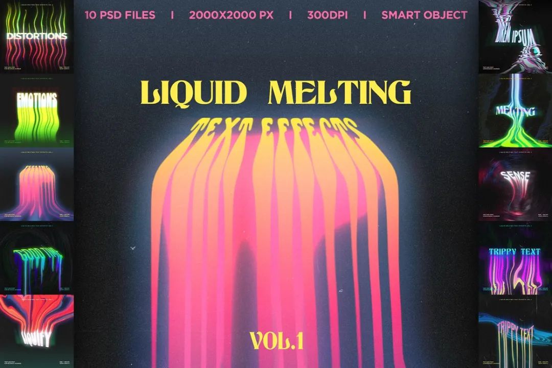新潮复古酸性液体艺术音乐海报封面融化文字效果 Vol.1（4818）图层云