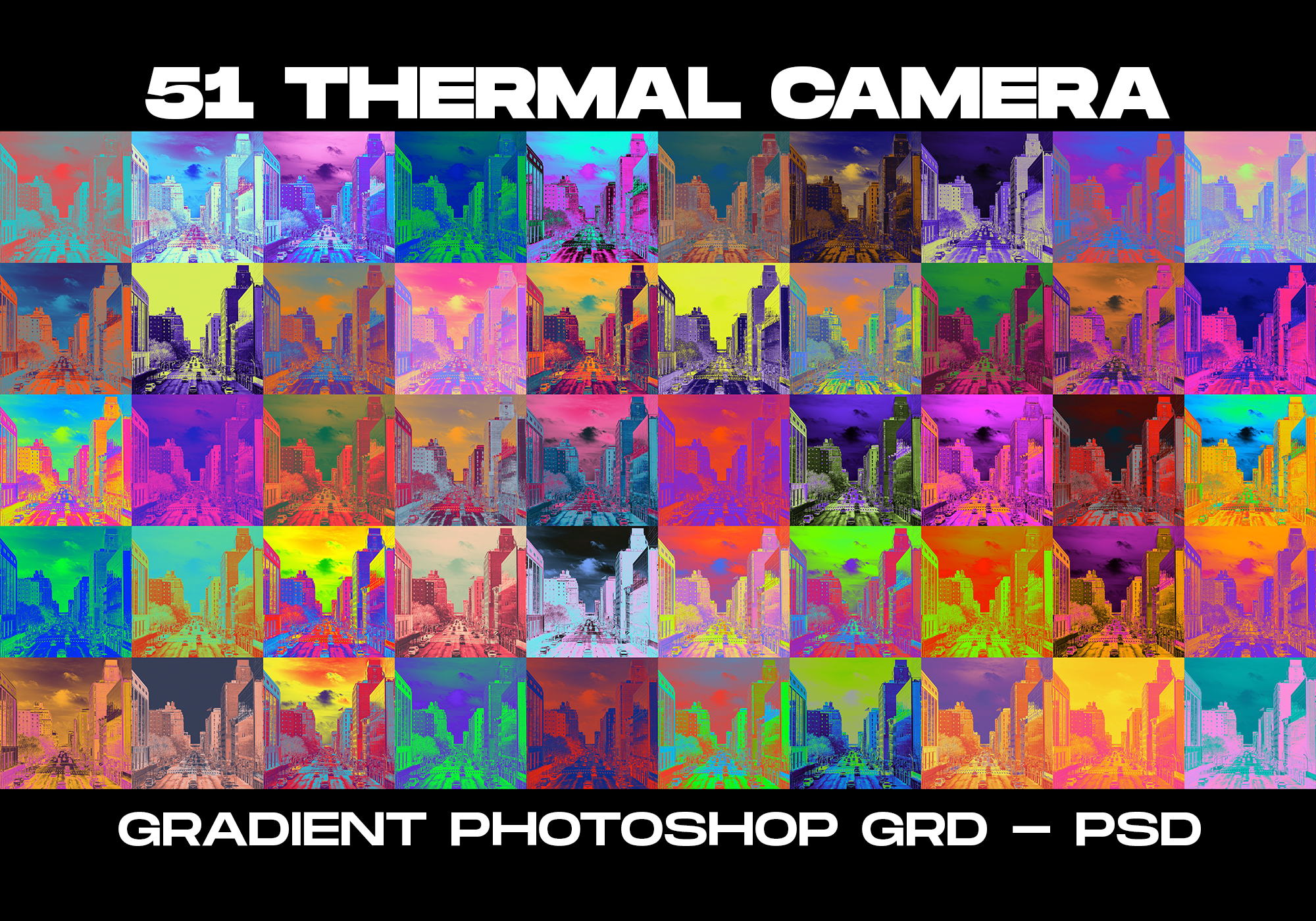 50个霓虹渐变梯度热像仪PSD模板 Thermal Camera（4972）图层云