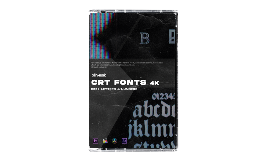 Blindusk 800多种4K真实复古质感CRT字体数字符号电影视频素材（4954）