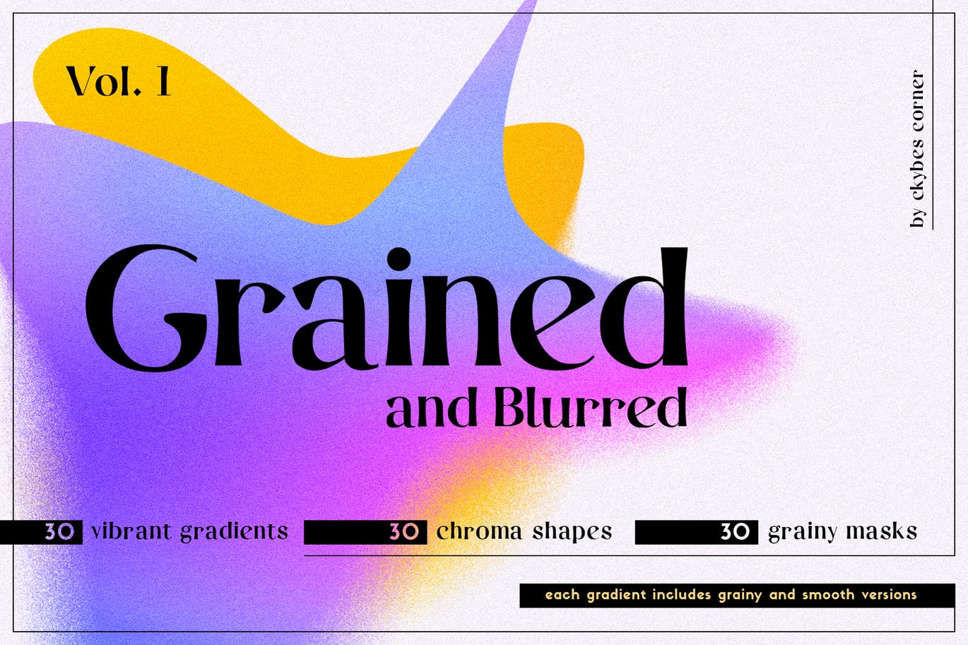抽象霓虹颗粒感运动模糊渐变形状效果背景素材 Grained & Blurred – Grainy Shapes 1（5180）
