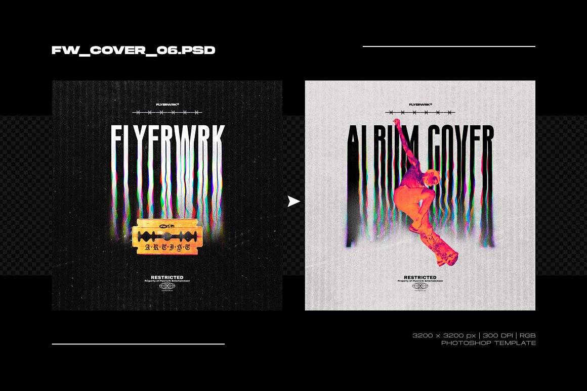 Flyerwrk 高级创意大胆艺术魅力封面设计Photoshop模板 COVER DESIGNS VOL.02（4689）图层云