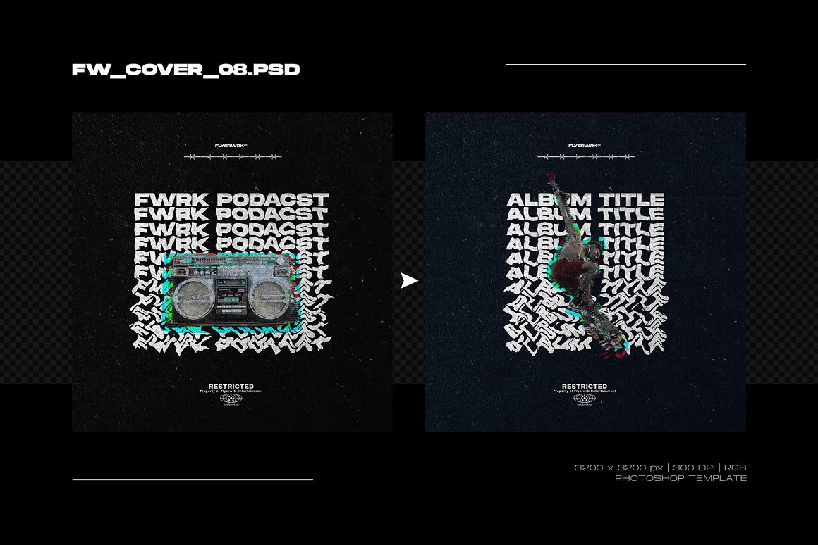 Flyerwrk 高级创意大胆艺术魅力封面设计Photoshop模板 COVER DESIGNS VOL.02（4689）图层云