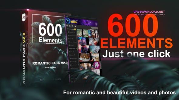 AtomX AE插件：600组浪漫婚礼爱情文字标题转场调色藤蔓花纹光效粒子动画 Romantic Pack V2.0（5196）图层云