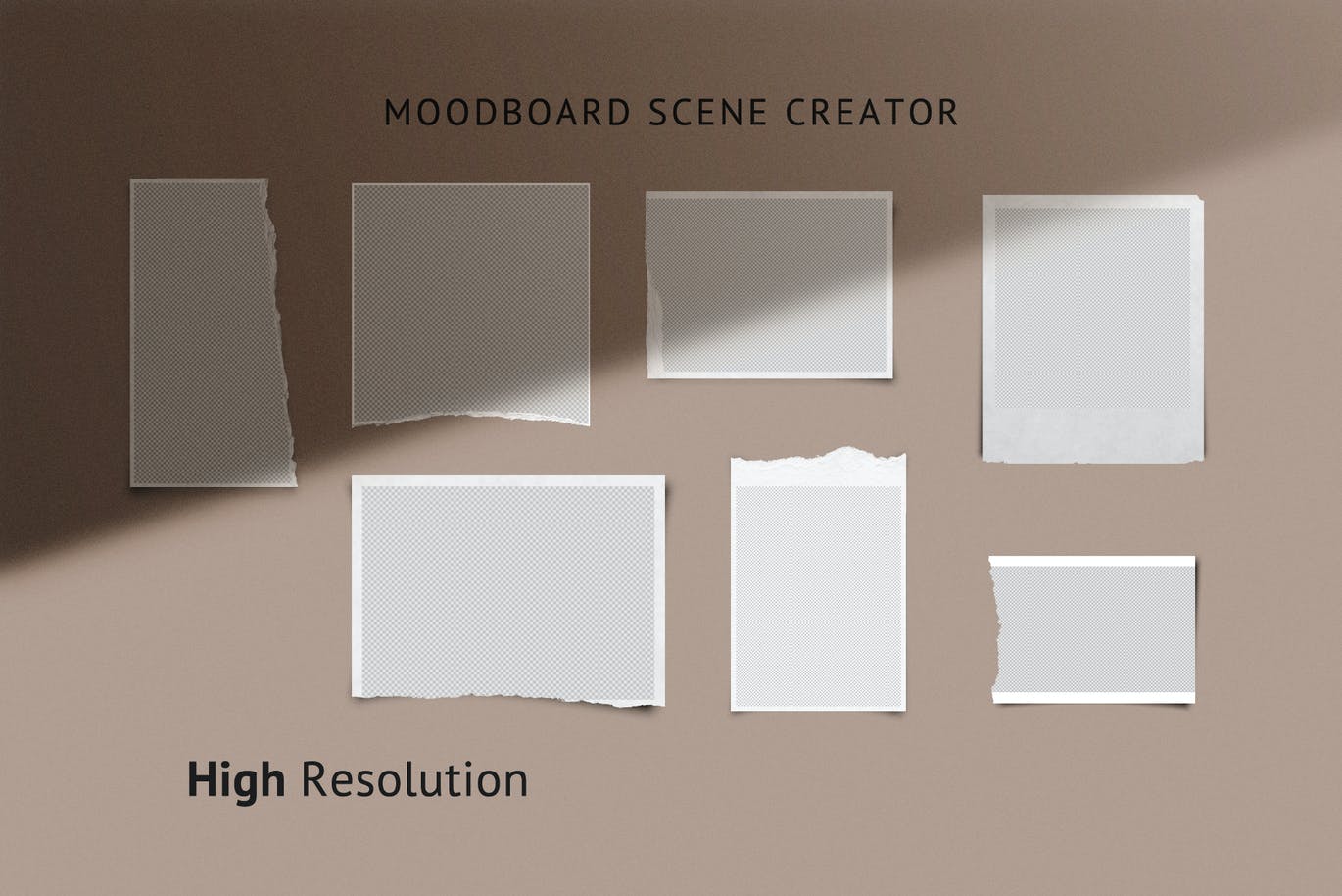 高级情绪撕纸效果情绪版剪贴相片卡片设计智能贴图PSD样机 Moodboard Scene Creator（5206）图层云2