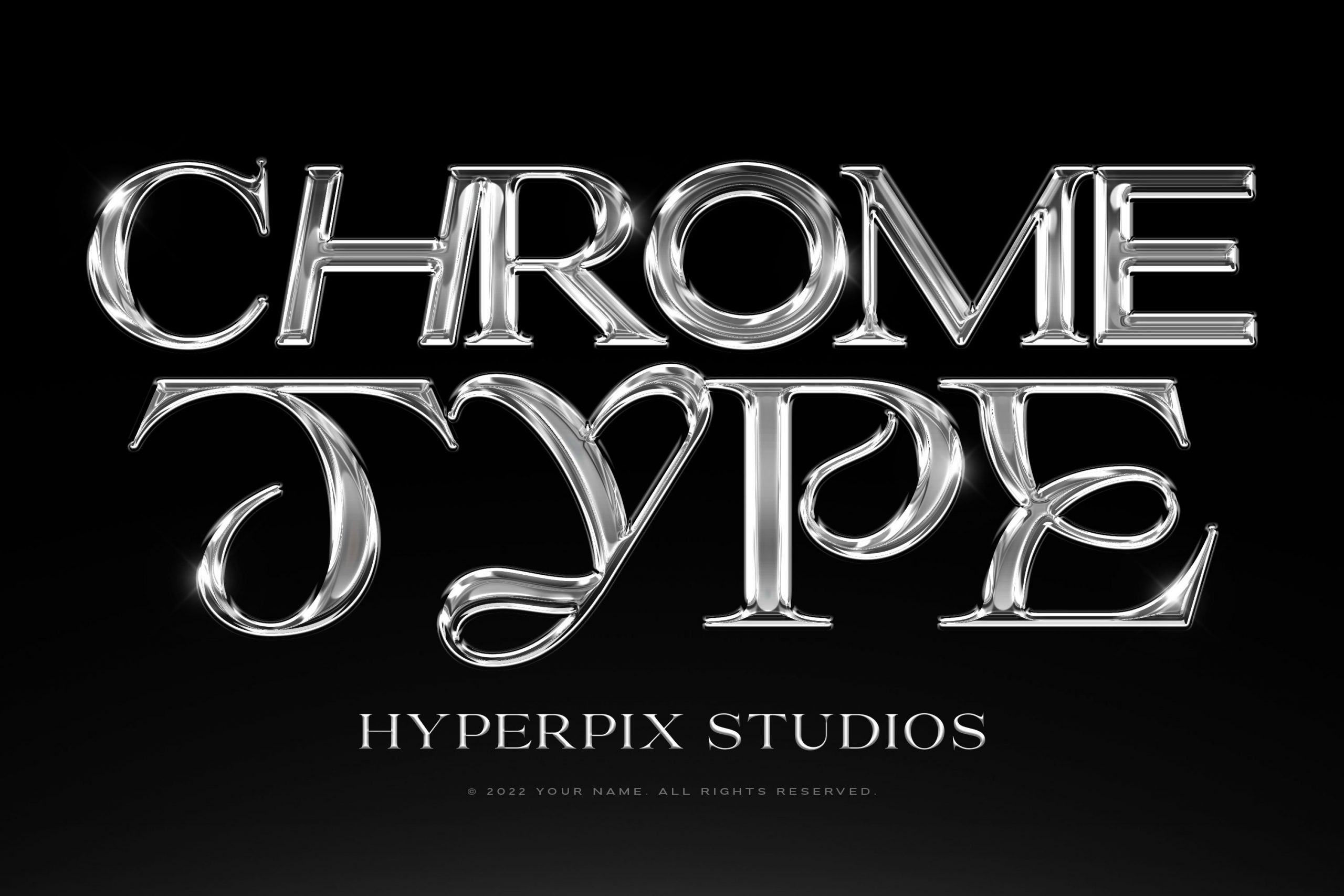 Hyperpix 高质量抽象艺术酸性金属镀铬风格文本标志设计包 Chrome Text Effects Vol.6（5290）图层云9