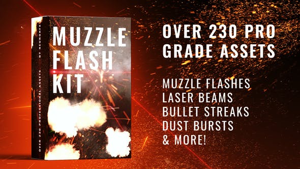 230多个逼真战争动作片枪口闪光视觉效果包 Real Muzzle Flash Kit（5293）