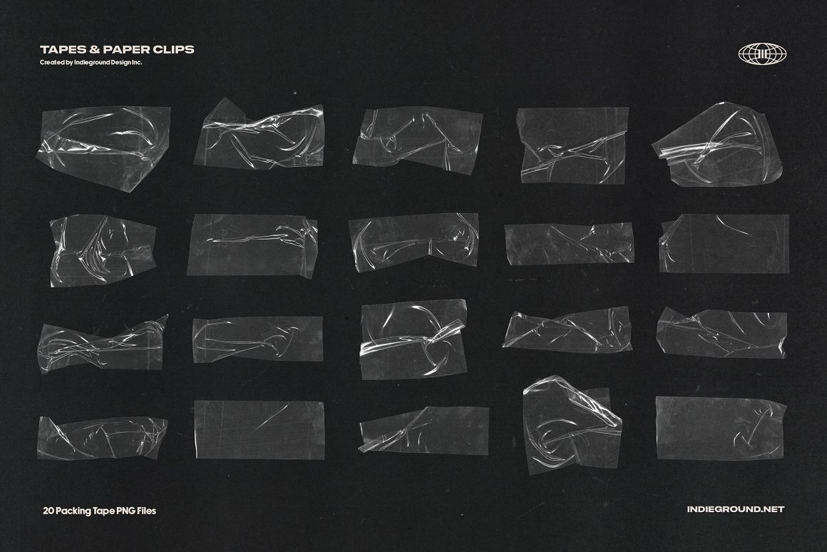 Indieground 高级复古美学艺术感手工胶带回形针扫描撕纸PNG纹理包 Tapes & Paper Clips（5967）图层云7