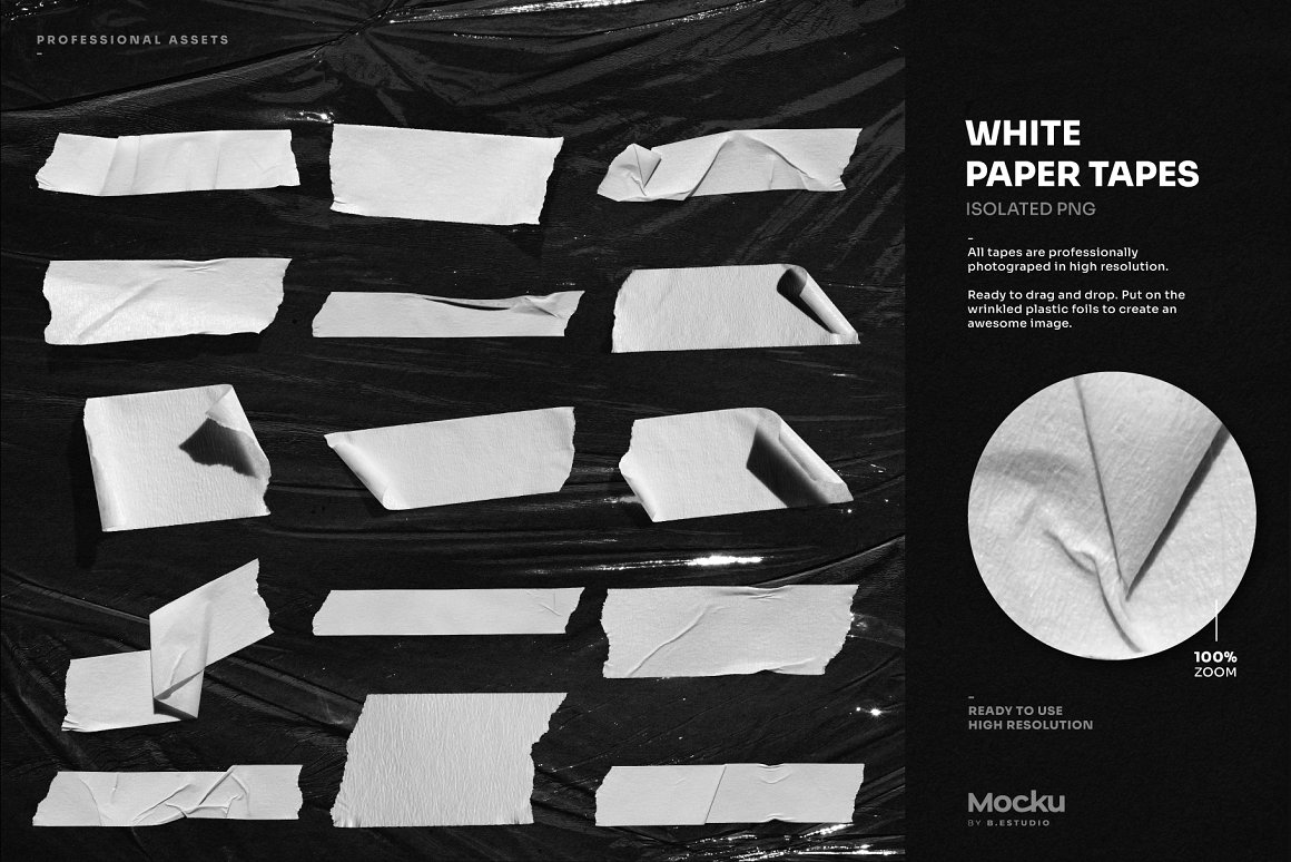 Mocku 艺术感潮流透明黑白金属胶带皱褶塑料物料包装PSD模板（5978）图层云8