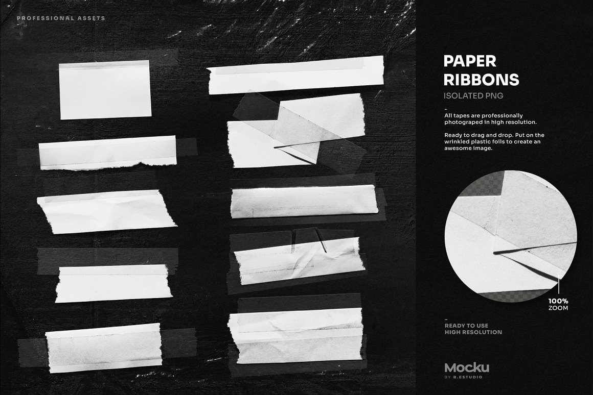 Mocku 艺术感潮流透明黑白金属胶带皱褶塑料物料包装PSD模板（5978）图层云14