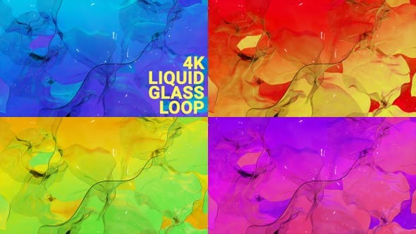 彩色抽象4K液态渐变玻璃背景素材（5996）