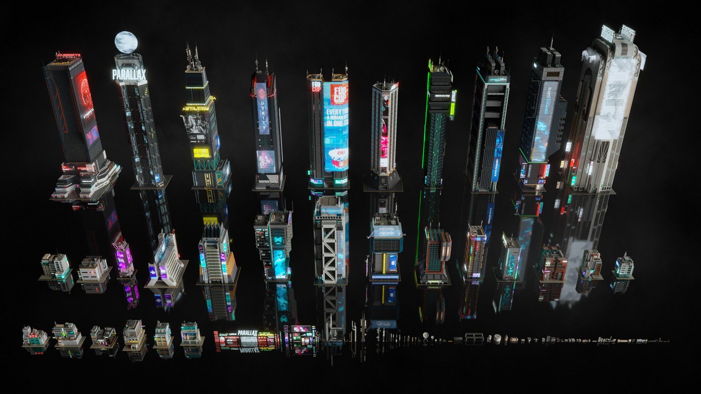 Kitbash3d 彩虹全息赛博朋克工业风未来主义科幻城市金属3D模型包 Cyberpunk 2022 （6009）图层云1