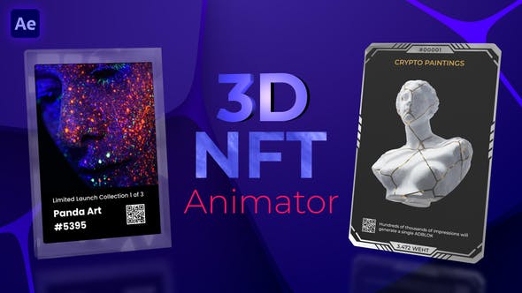 AE模板：全息未来主义3DNFT数字艺术展示动画师（6012）