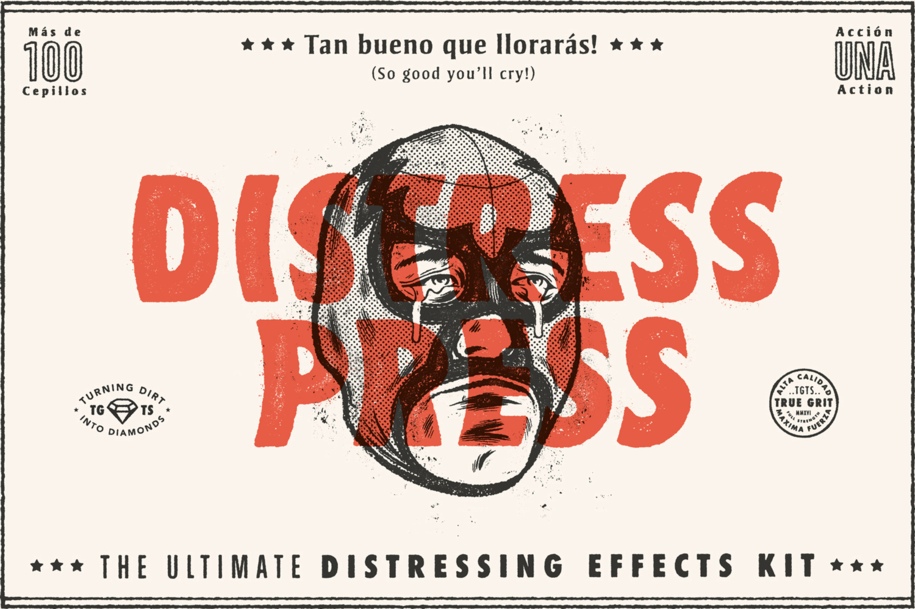 DISTRESS PRESS 野蛮强大粗化动作精确聚焦艺术品纹理画笔Tan bueno que lloraras （6092）图层云