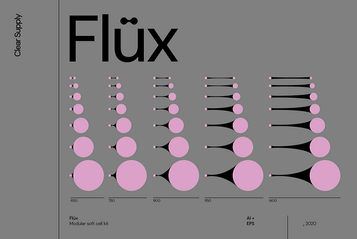 100个矢量元球结构模块化构建套件 Flüx（6093）图层云