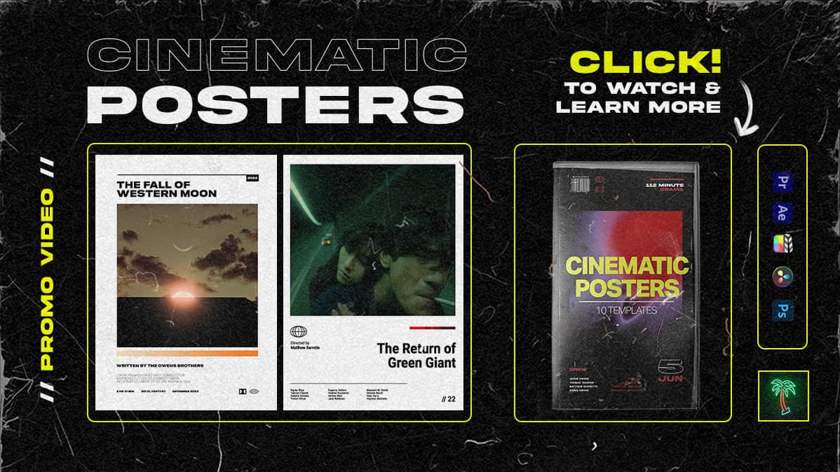 Tropic Colour 视觉美学电影社交媒体海报PR/FCPX/PS模板框架 Cinematic Poster Templates（6095）