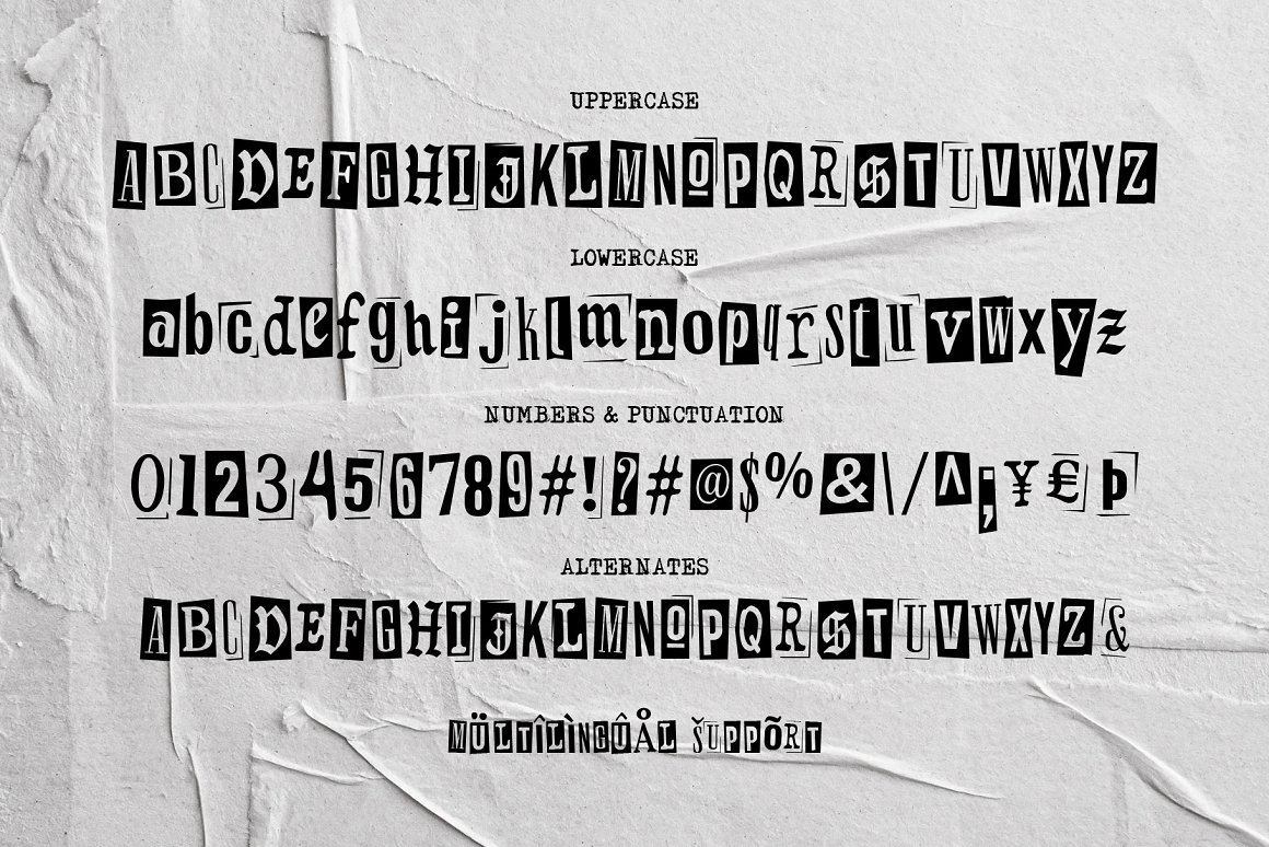 Retroma Vibes 复古做旧老派混乱拼贴风格手工剪纸杂志字体包 Mixed Font（6096）图层云10