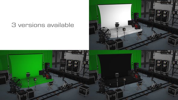 AE模板：UP主自媒体摄影工作室专用3D电影绿幕场景LOGO展示（6097）