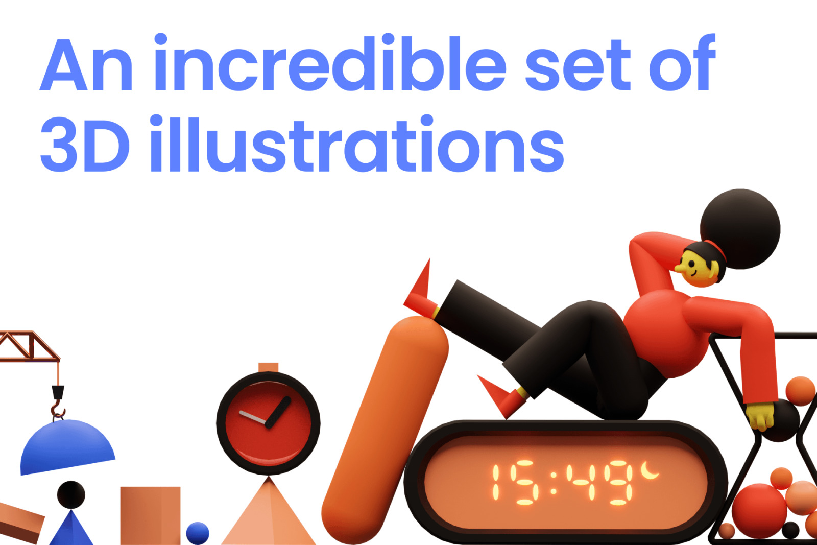多彩俏皮角色风格体积3D插画 3DDD Illustrations（6112）