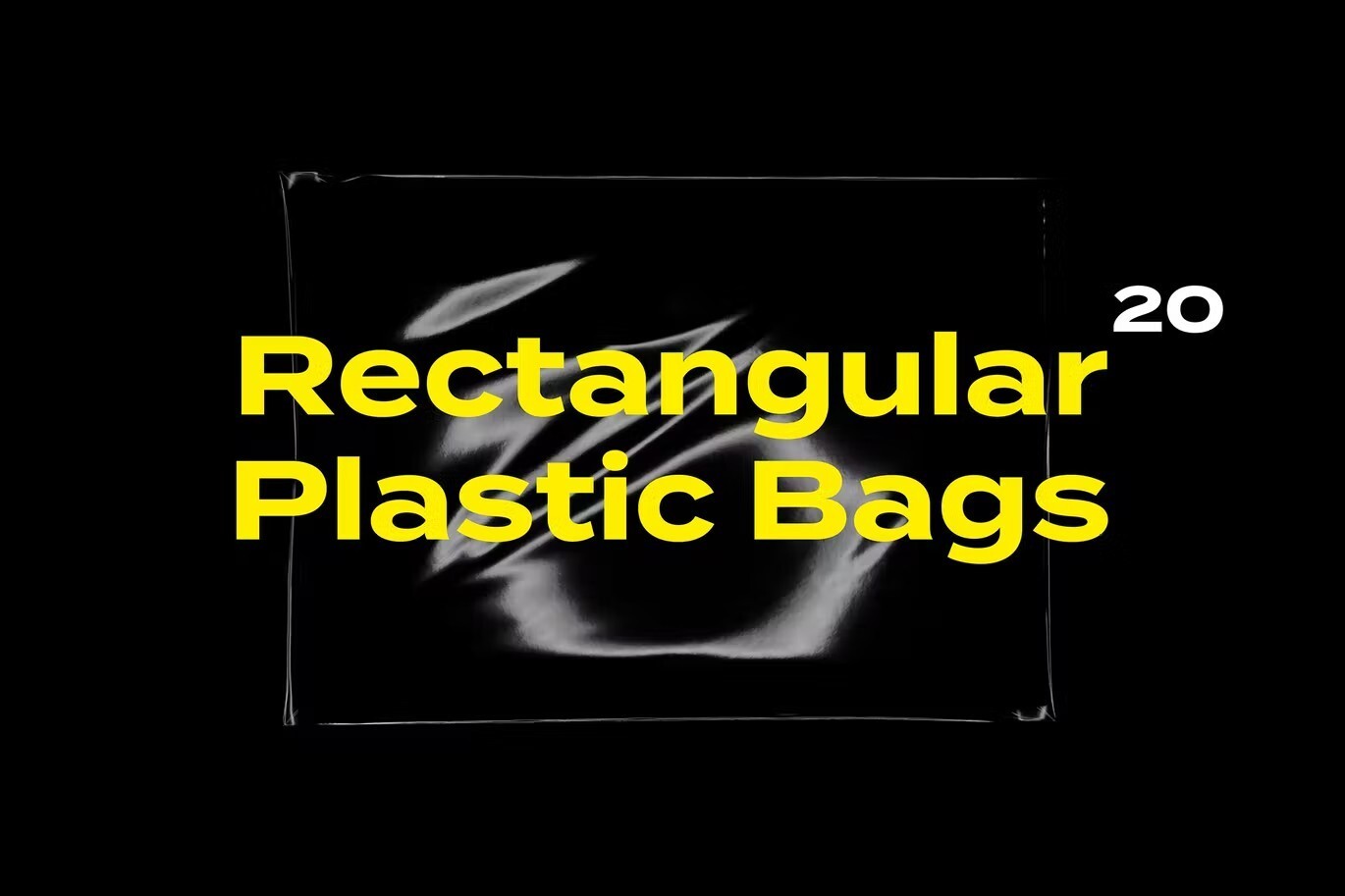 高质量矩形透明塑料纹理袋PSD模板 Rectangular Plastic Bags（6122）