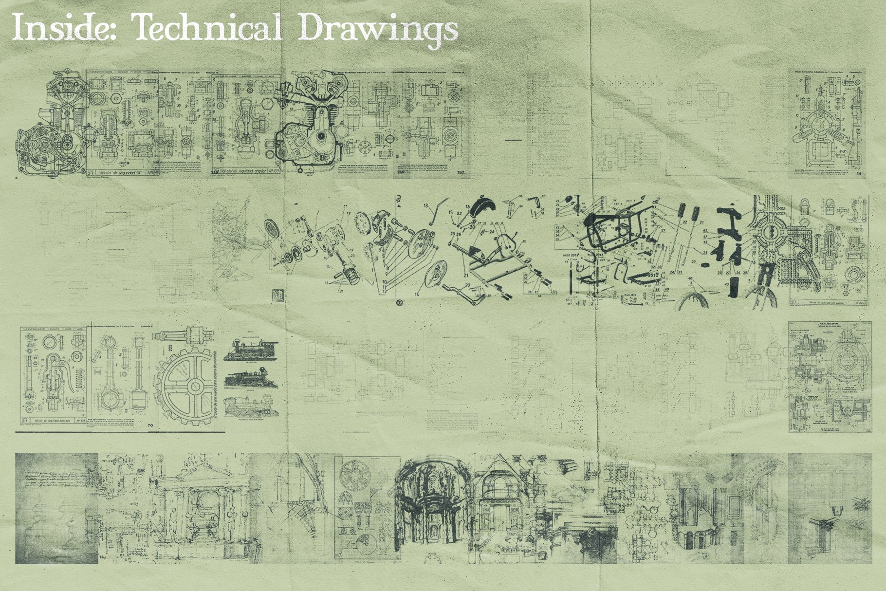 1350个中世纪复古半色调雕像人物撕纸拼贴插图PNG纹理背景包（6217）图层云5