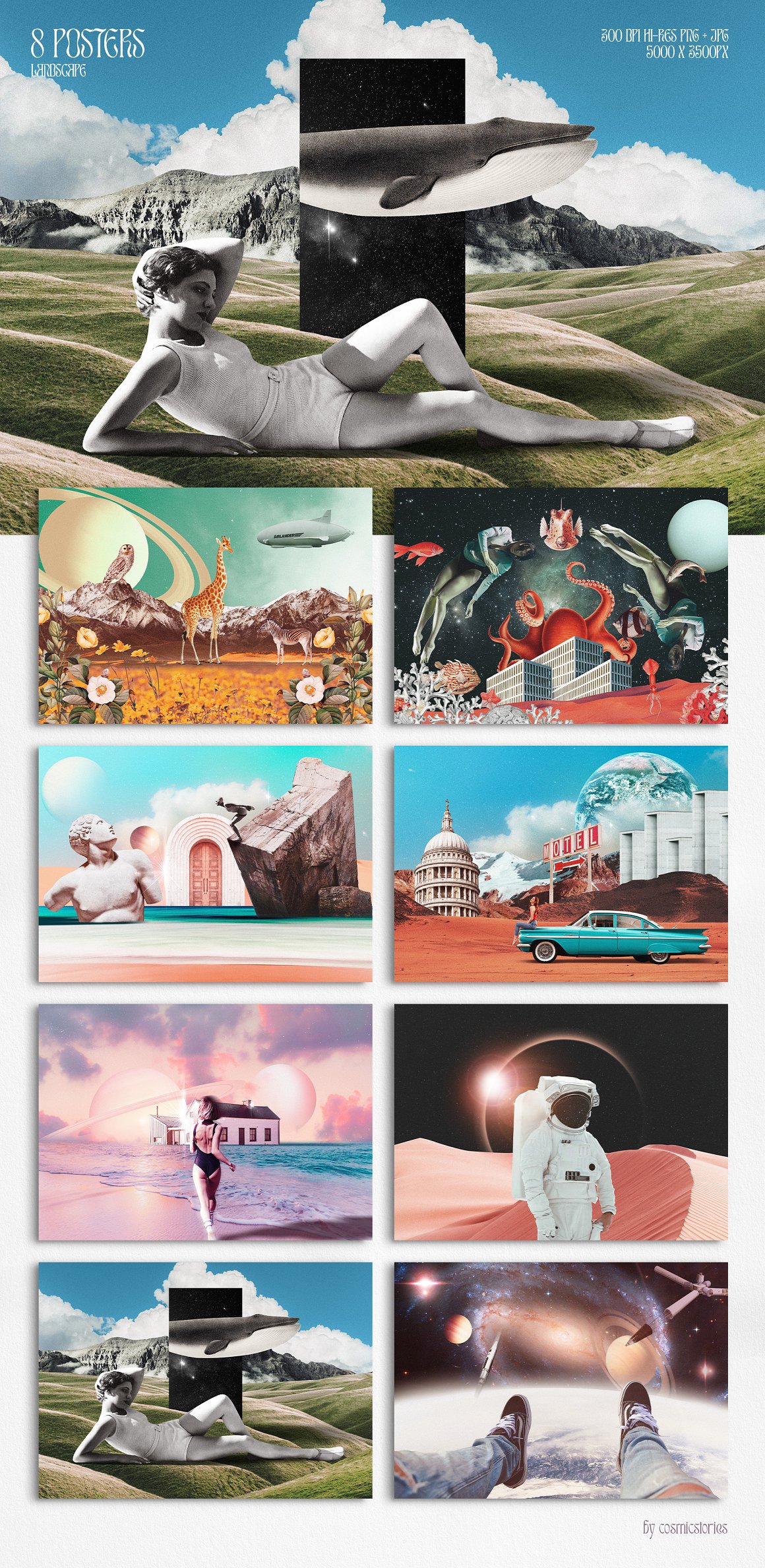 《奇幻世界》独家预制手工拼贴画剪纸艺术品场景预制海报+框架 （6231）图层云