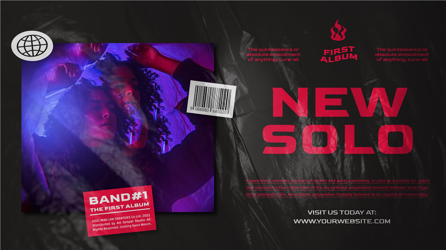 酸性摇滚风电音音乐专辑封面贴纸海报自媒体推文排版设计PSD模板（6282）图层云