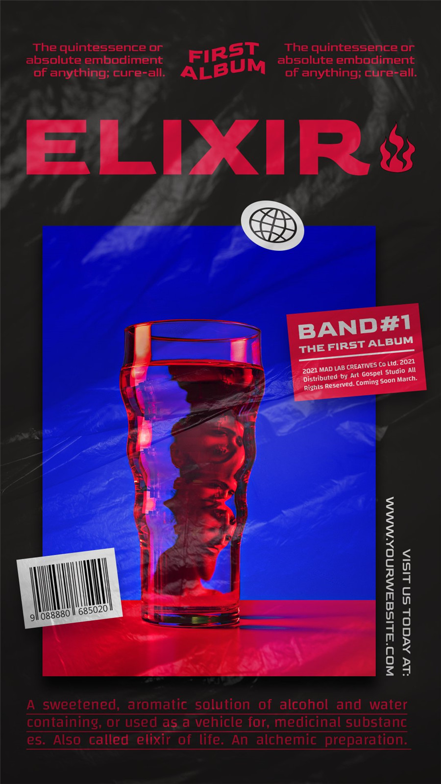 酸性摇滚风电音音乐专辑封面贴纸海报自媒体推文排版设计PSD模板（6282）图层云